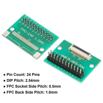 Harfington 2pcs FFC FPC Connector Board 24 Pin Double Row Male Pin Header Strip Adapter