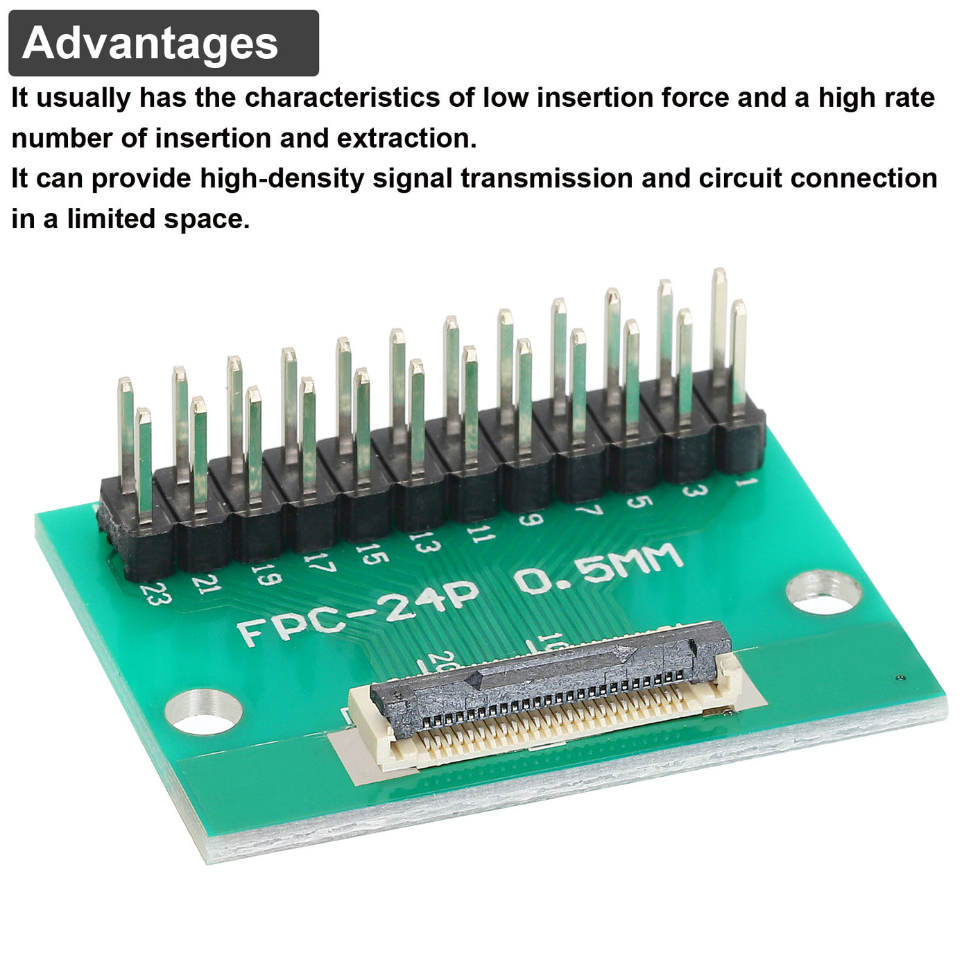 Harfington 2pcs FFC FPC Connector Board 24 Pin Double Row Male Pin Header Strip Adapter