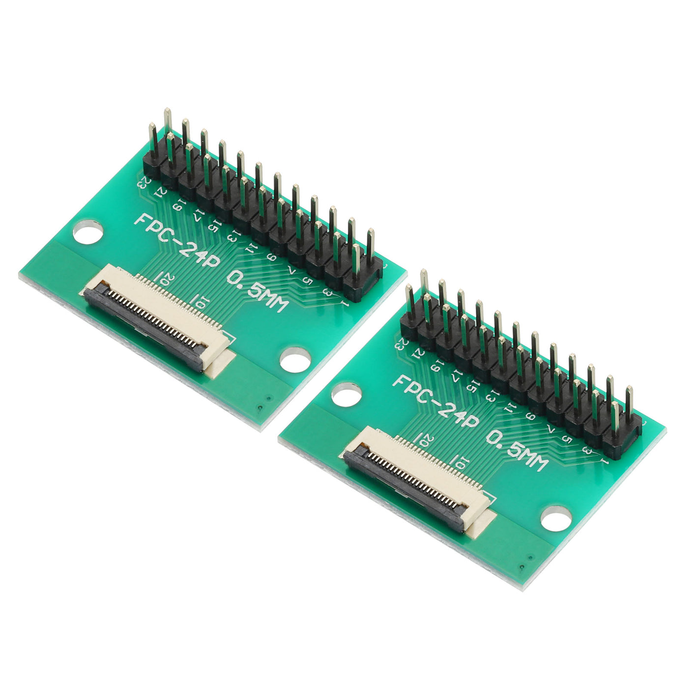 Harfington 2pcs FFC FPC Connector Board 24 Pin Double Row Male Pin Header Strip Adapter