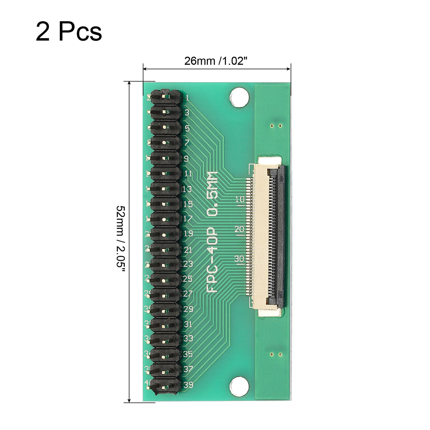 Harfington 2pcs FFC FPC Connector Board 40 Pin Double Row Male Pin Header Strip Adapter