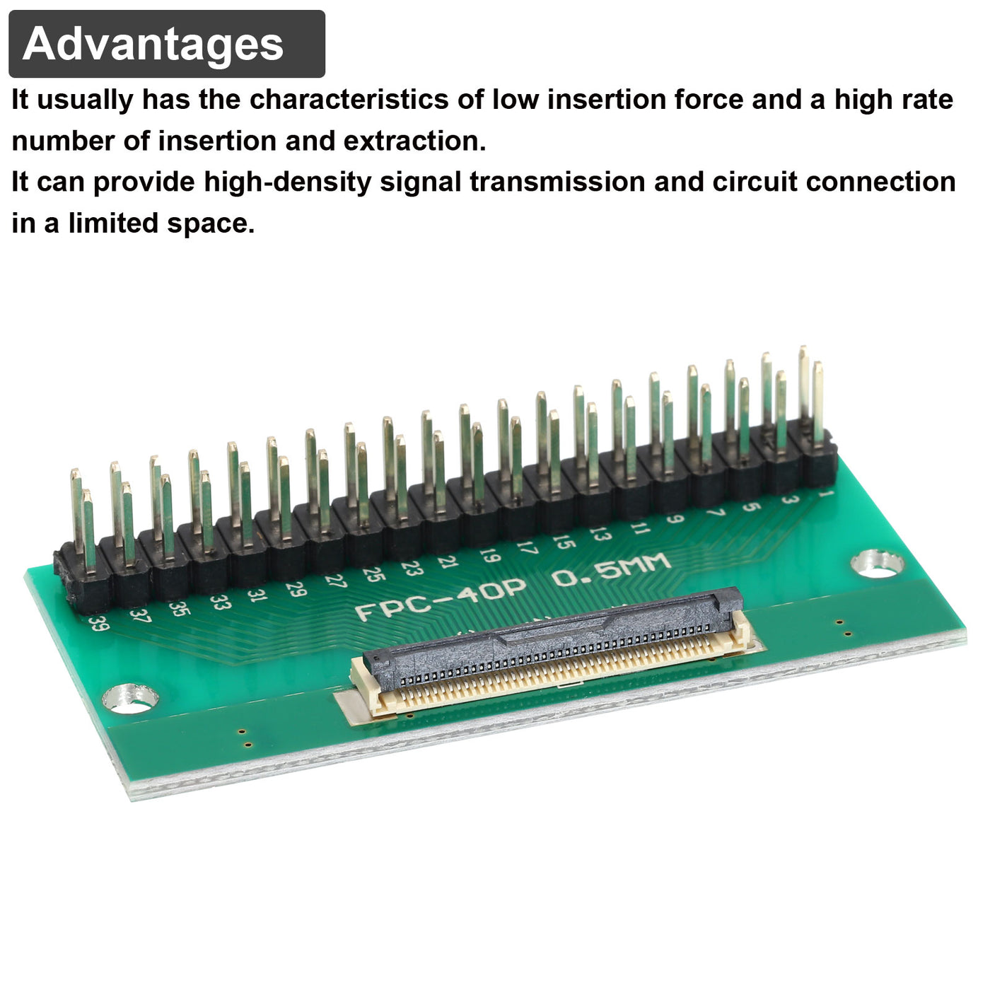 Harfington 2pcs FFC FPC Connector Board 40 Pin Double Row Male Pin Header Strip Adapter