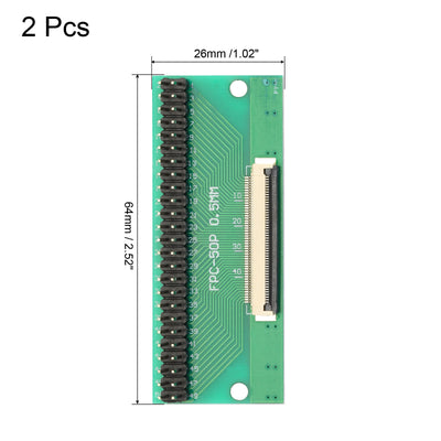 Harfington 2pcs FFC FPC Connector Board 50 Pin Double Row Male Pin Header Strip Adapter