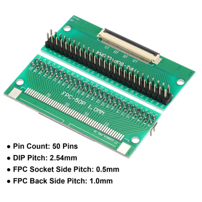 Harfington 2pcs FFC FPC Connector Board 50 Pin Double Row Male Pin Header Strip Adapter