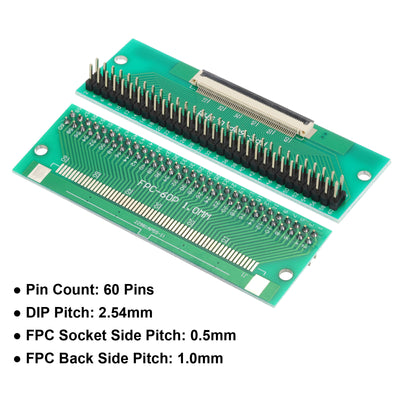 Harfington 2pcs FFC FPC Connector Board 60 Pin Double Row Male Pin Header Strip Adapter