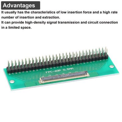 Harfington 2pcs FFC FPC Connector Board 60 Pin Double Row Male Pin Header Strip Adapter