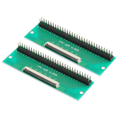 Harfington 2pcs FFC FPC Connector Board 60 Pin Double Row Male Pin Header Strip Adapter