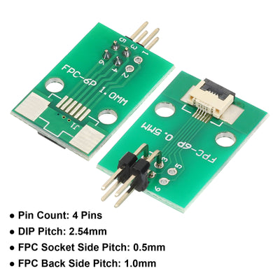 Harfington 2pcs FFC FPC Connector Board 4 Pin Double Row Right Angle Pin Header Adapter