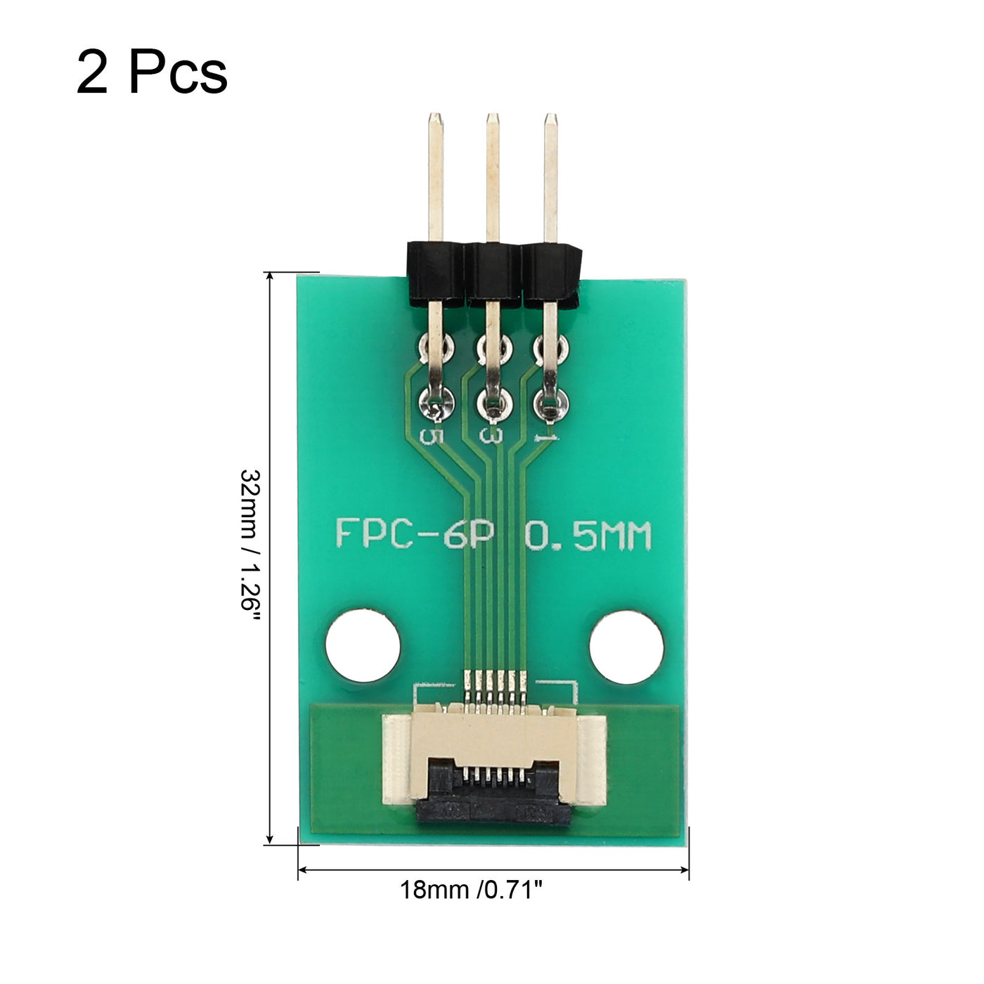 Harfington 2pcs FFC FPC Connector Board 6 Pin Double Row Right Angle Pin Header Adapter