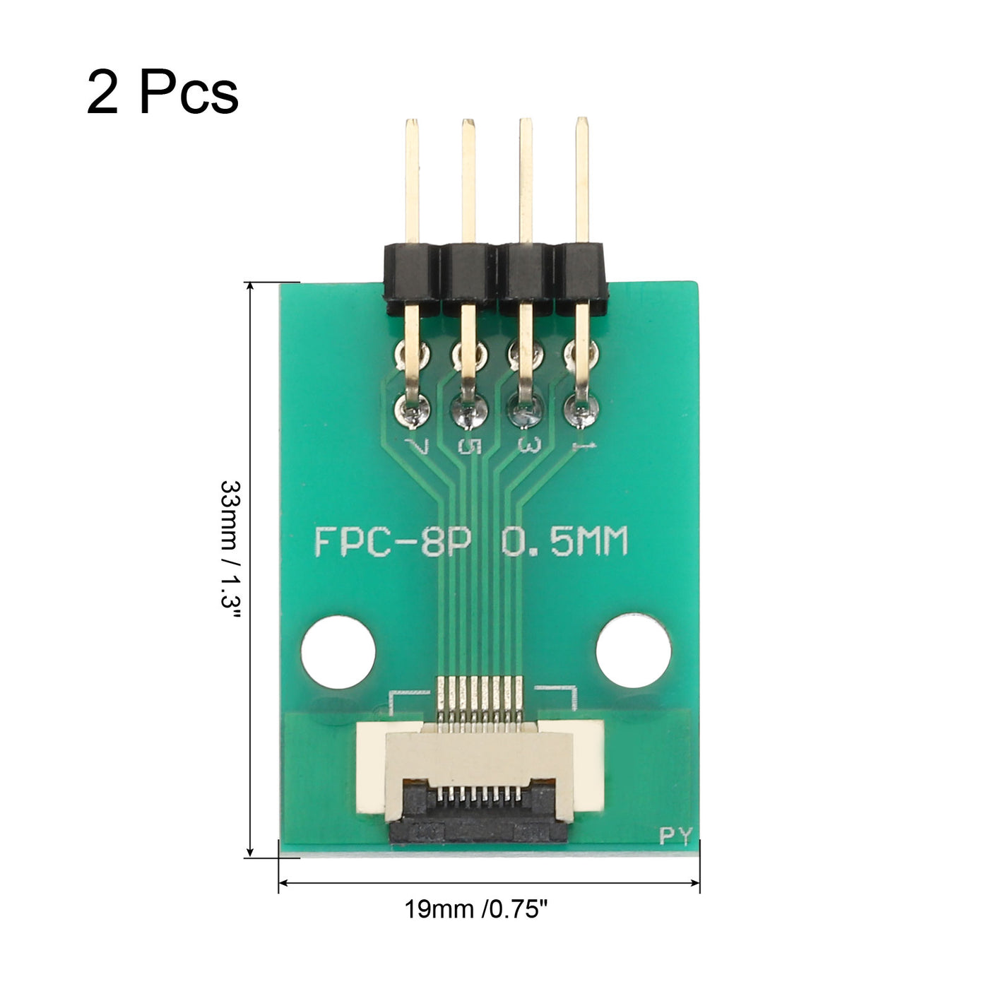 Harfington 2pcs FFC FPC Connector Board 8 Pin Double Row Right Angle Pin Header Adapter