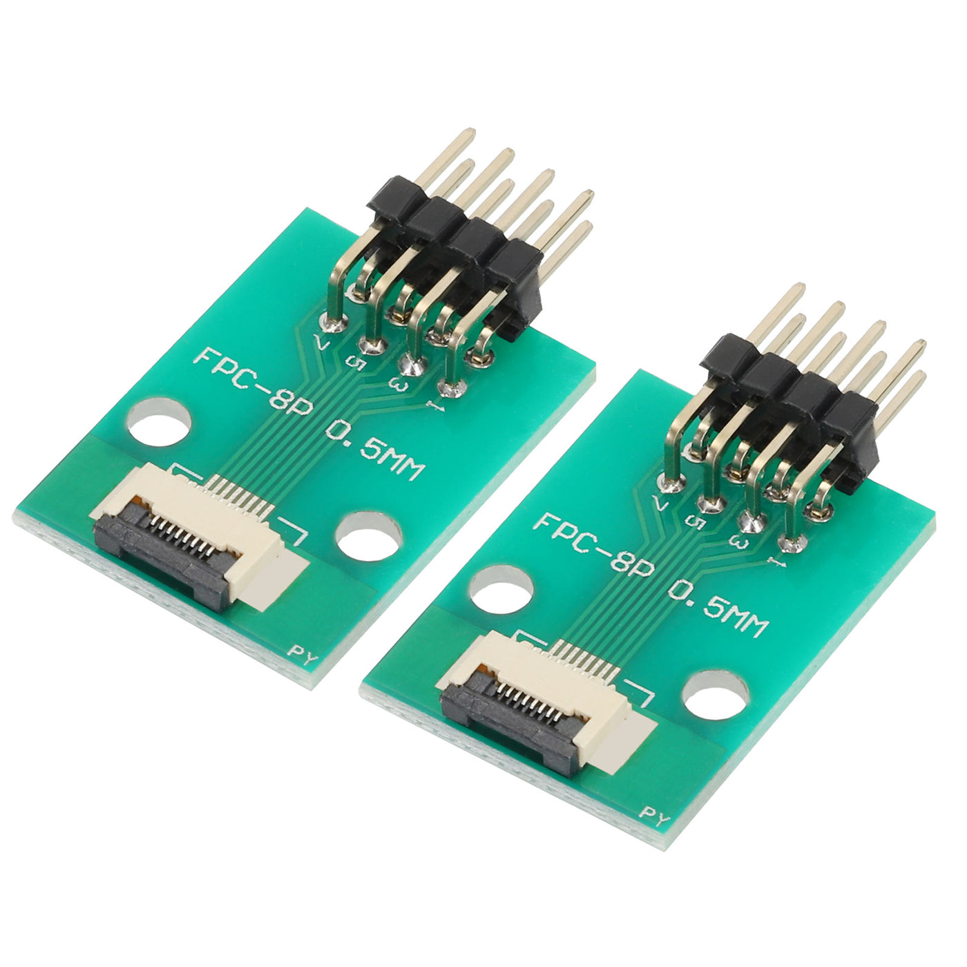 Harfington 2pcs FFC FPC Connector Board 8 Pin Double Row Right Angle Pin Header Adapter