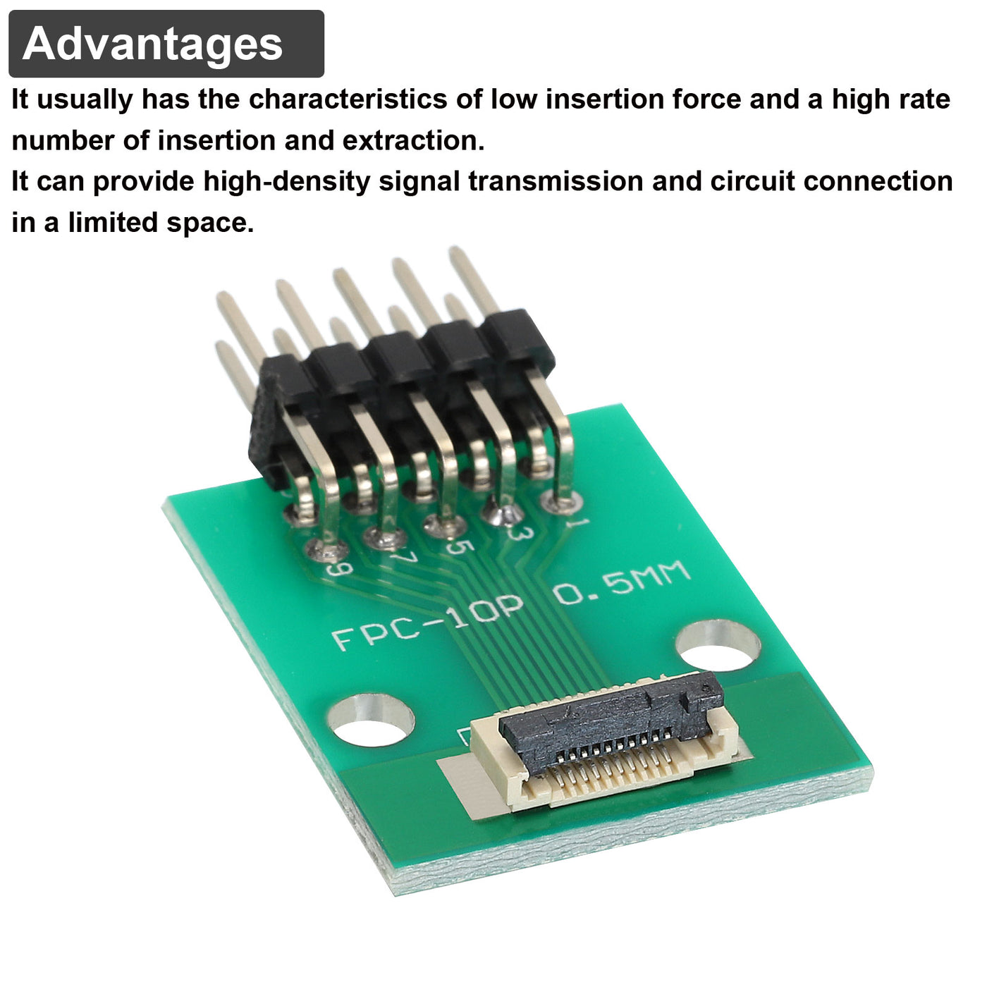 Harfington 2pcs FFC FPC Connector Board 10 Pin Double Row Right Angle Pin Header Adapter