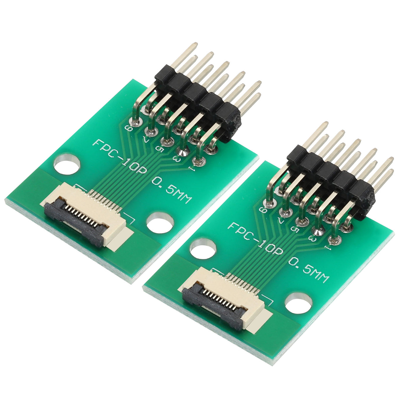 Harfington 2pcs FFC FPC Connector Board 10 Pin Double Row Right Angle Pin Header Adapter