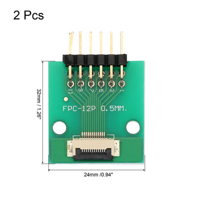 Harfington 2pcs FFC FPC Connector Board 12 Pin Double Row Right Angle Pin Header Adapter