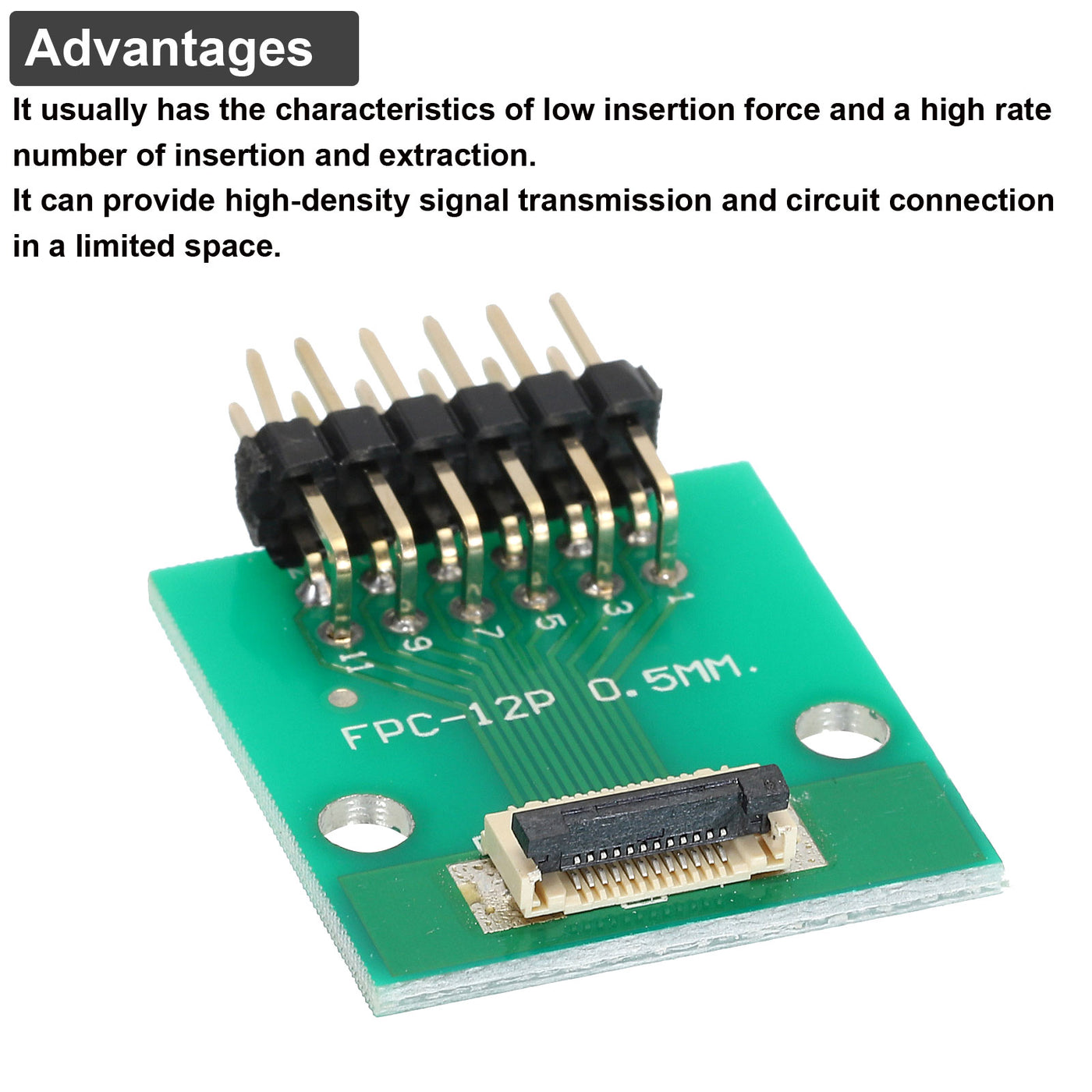 Harfington 2pcs FFC FPC Connector Board 12 Pin Double Row Right Angle Pin Header Adapter