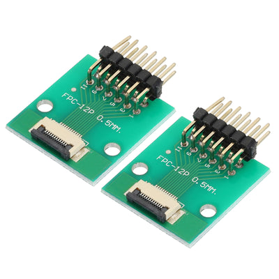 Harfington 2pcs FFC FPC Connector Board 12 Pin Double Row Right Angle Pin Header Adapter