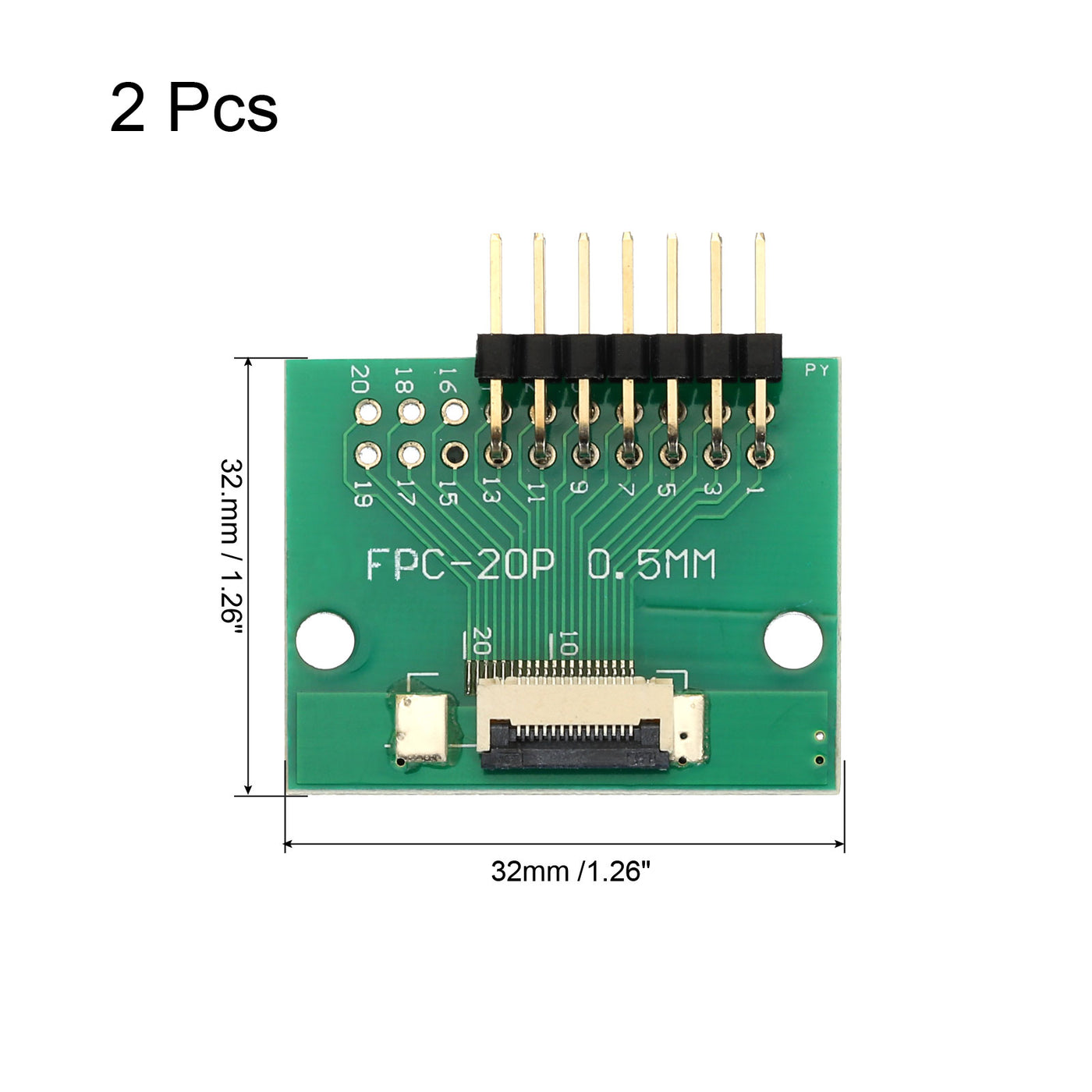 Harfington 2pcs FFC FPC Connector Board 14 Pin Double Row Right Angle Pin Header Adapter