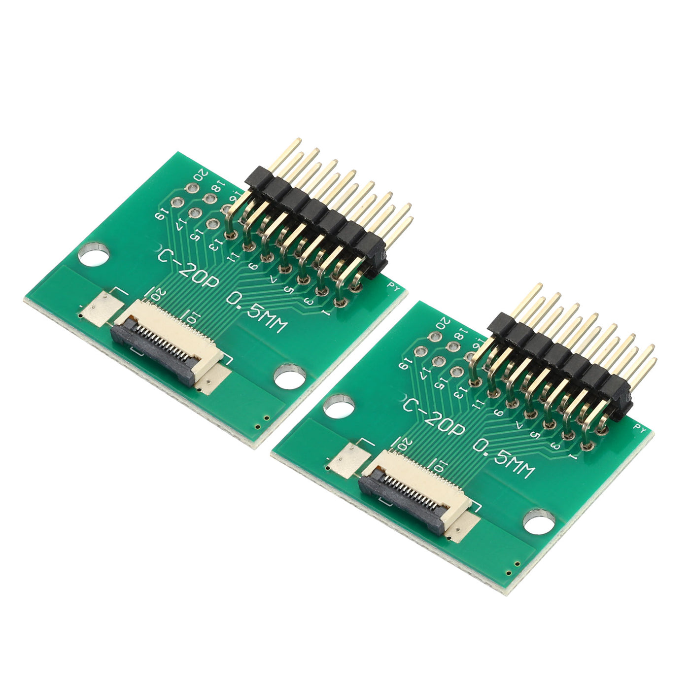 Harfington 2pcs FFC FPC Connector Board 14 Pin Double Row Right Angle Pin Header Adapter