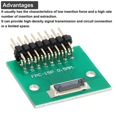 Harfington 2pcs FFC FPC Connector Board 15 Pin Double Row Right Angle Pin Header Adapter