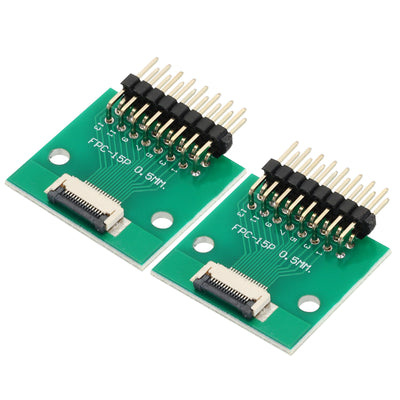 Harfington 2pcs FFC FPC Connector Board 15 Pin Double Row Right Angle Pin Header Adapter