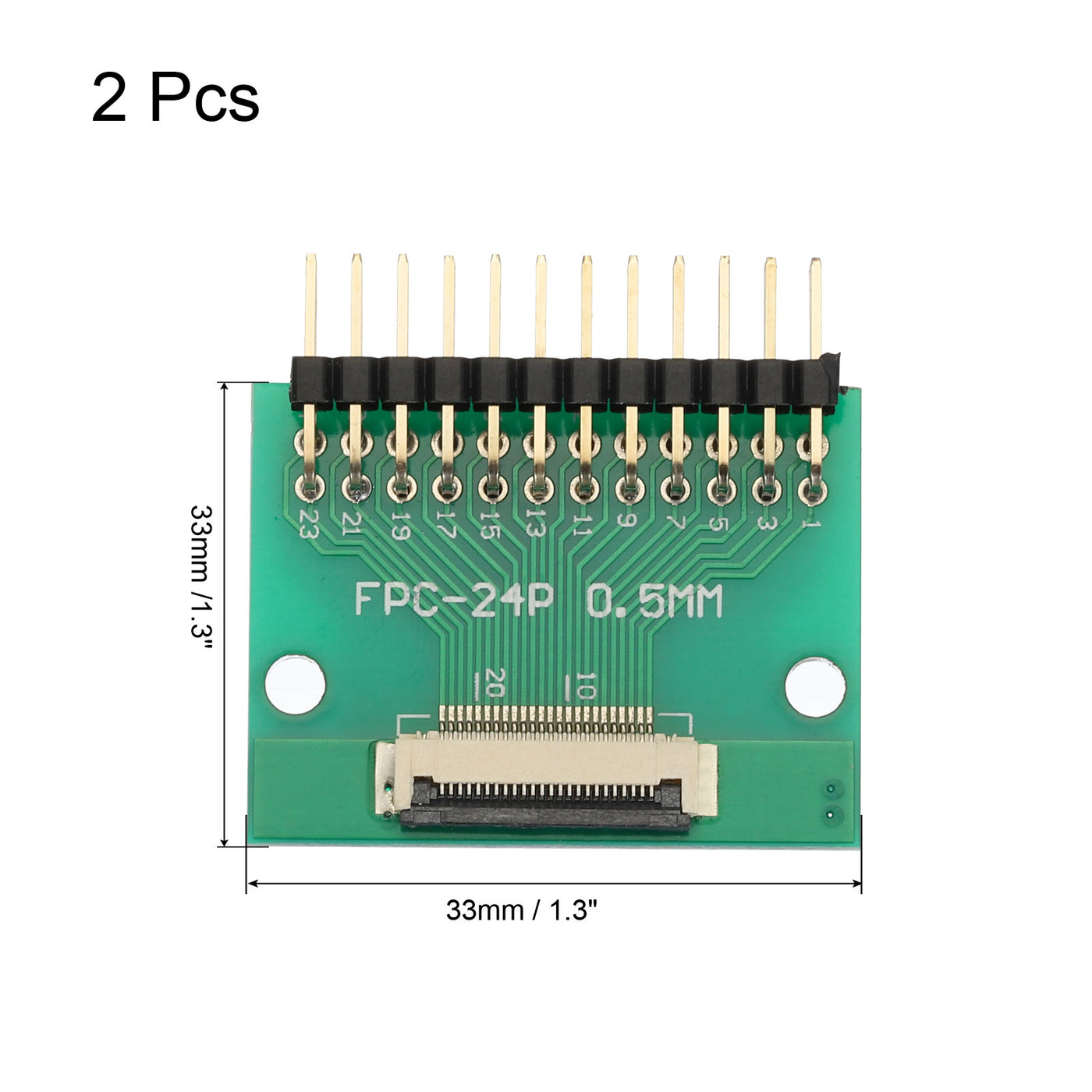 Harfington 2 Stück FFC FPC Connector Board 24 Pin 0,5 mm Buchse auf 2,54 mm Doppelreihiger rechtwinkliger Stiftleistenadapter, PCB-Konverterplatine für DVD TV/Digitalkameras/Laptops