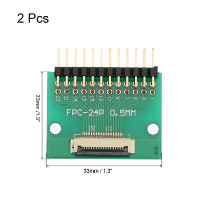 Harfington 2 Stück FFC FPC Connector Board 24 Pin 0,5 mm Buchse auf 2,54 mm Doppelreihiger rechtwinkliger Stiftleistenadapter, PCB-Konverterplatine für DVD TV/Digitalkameras/Laptops