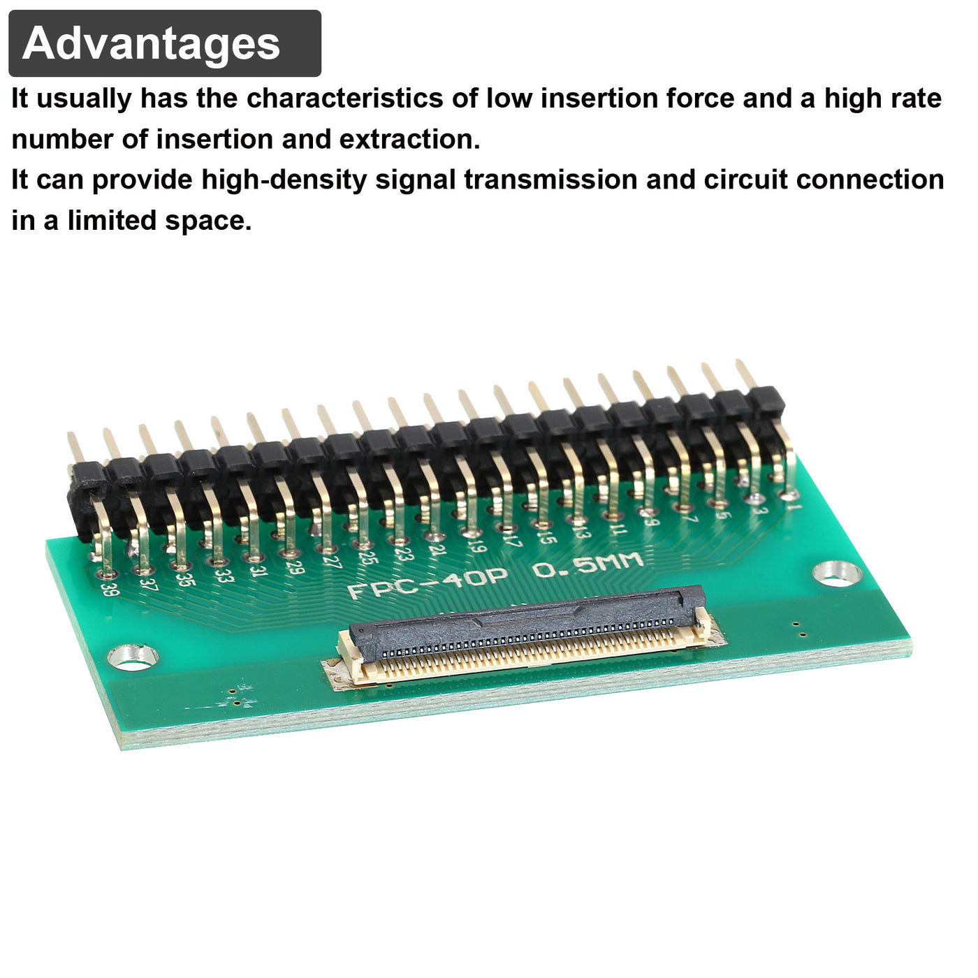 Harfington 2pcs FFC FPC Connector Board 40 Pin Double Row Right Angle Pin Header Adapter