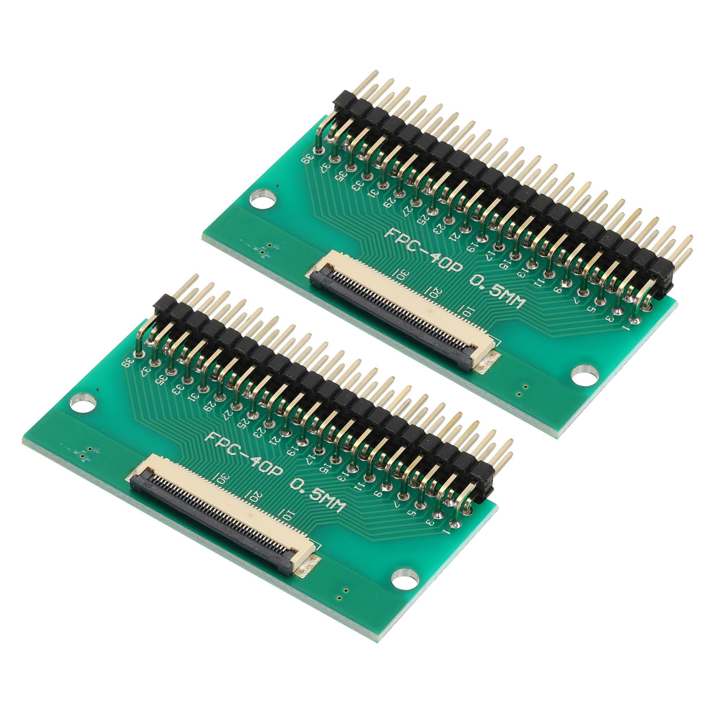 Harfington 2pcs FFC FPC Connector Board 40 Pin Double Row Right Angle Pin Header Adapter