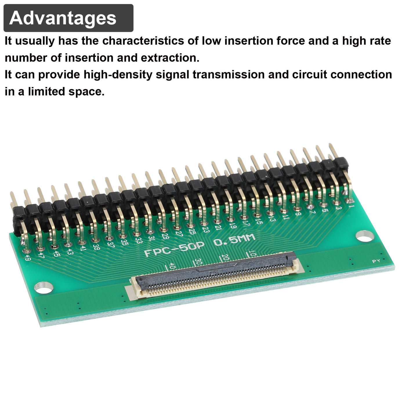 Harfington 2pcs FFC FPC Connector Board 50 Pin Double Row Right Angle Pin Header Adapter