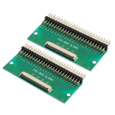 Harfington 2pcs FFC FPC Connector Board 50 Pin Double Row Right Angle Pin Header Adapter