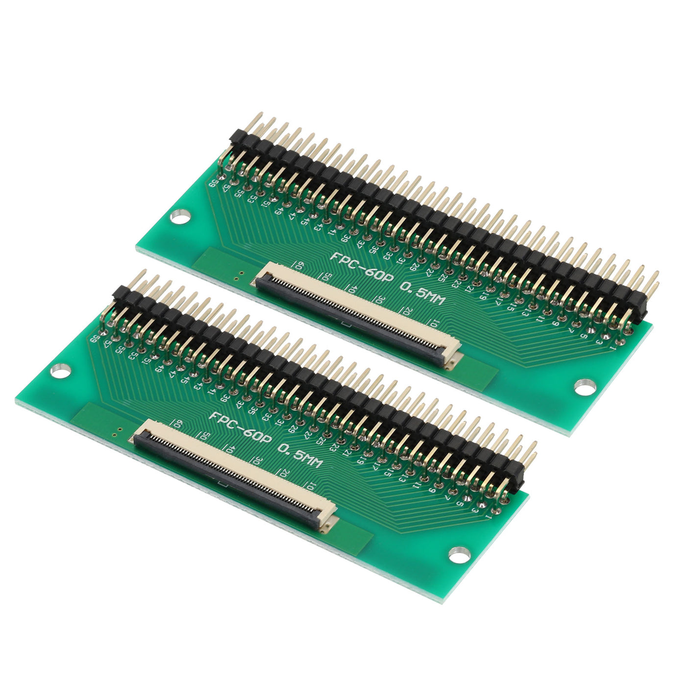 Harfington 2pcs FFC FPC Connector Board 60 Pin Double Row Right Angle Pin Header Adapter