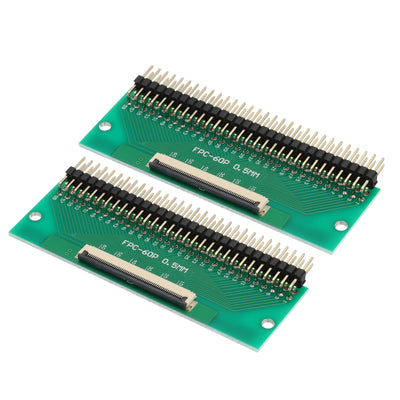 Harfington 2pcs FFC FPC Connector Board 60 Pin Double Row Right Angle Pin Header Adapter