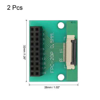 Harfington 2pcs FFC FPC Connector Board 20 Pin Double Row Female Header Strip Adapter