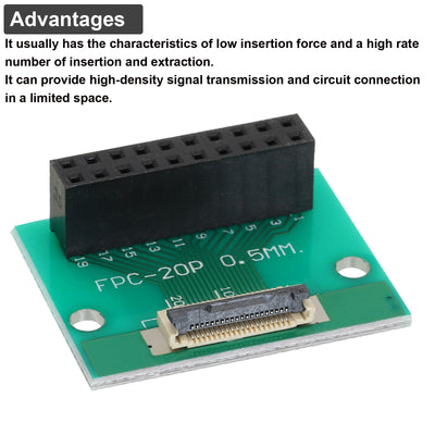 Harfington 2pcs FFC FPC Connector Board 20 Pin Double Row Female Header Strip Adapter