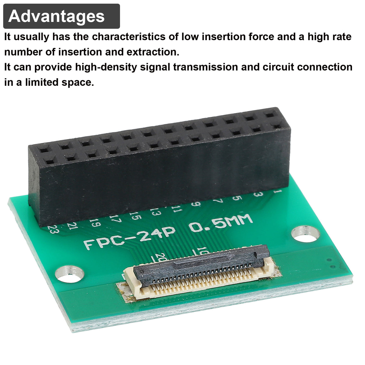 Harfington 2pcs FFC FPC Connector Board 24 Pin Double Row Female Header Strip Adapter