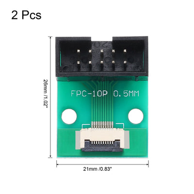 Harfington 2pcs FFC FPC Connector Board 10 Pin Double Row DC3 Male Pin Header Strip Adapter