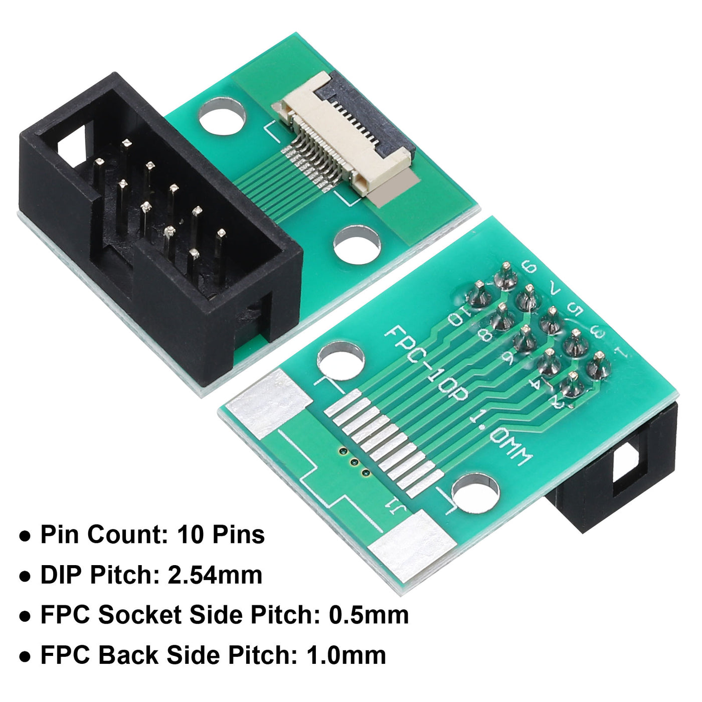 Harfington 2pcs FFC FPC Connector Board 10 Pin Double Row DC3 Male Pin Header Strip Adapter