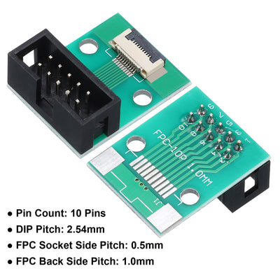 Harfington 2pcs FFC FPC Connector Board 10 Pin Double Row DC3 Male Pin Header Strip Adapter