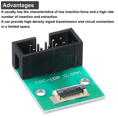 Harfington 2pcs FFC FPC Connector Board 10 Pin Double Row DC3 Male Pin Header Strip Adapter