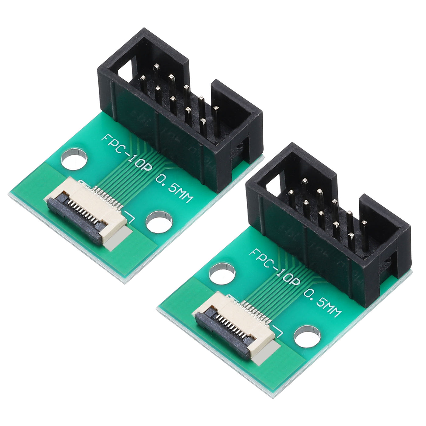 Harfington 2pcs FFC FPC Connector Board 10 Pin Double Row DC3 Male Pin Header Strip Adapter