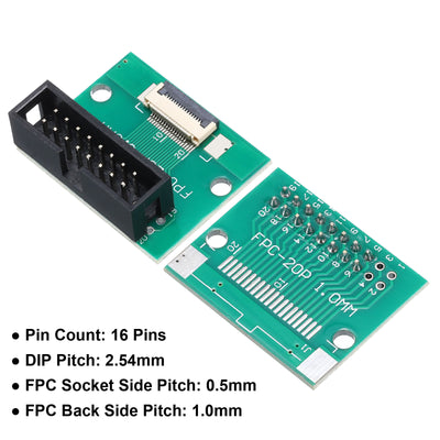 Harfington 2pcs FFC FPC Connector Board 16 Pin Double Row DC3 Male Pin Header Strip Adapter