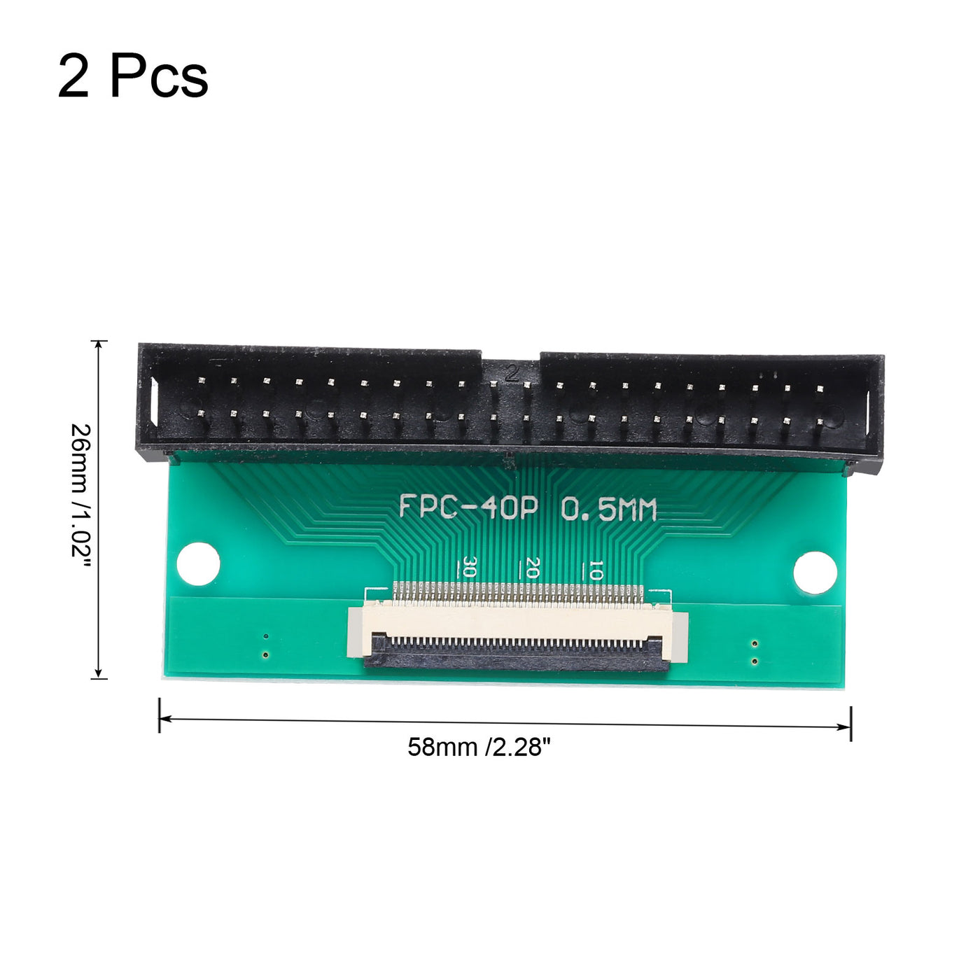 Harfington 2 Stück FFC FPC Connector Board 40 Pin 0,5 mm Buchse auf 2,54 mm Doppelreihe DC3 männlicher Pin Header Strip Adapter, PCB Converter Board für LCD-TVs/Digitalkameras/Laptops