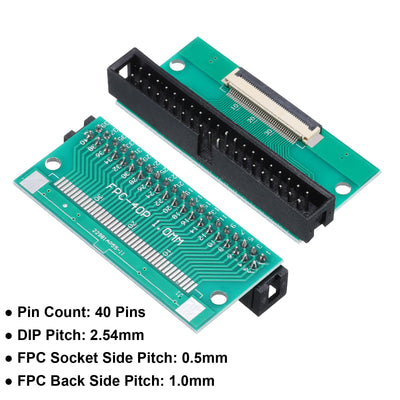 Harfington 2 Stück FFC FPC Connector Board 40 Pin 0,5 mm Buchse auf 2,54 mm Doppelreihe DC3 männlicher Pin Header Strip Adapter, PCB Converter Board für LCD-TVs/Digitalkameras/Laptops