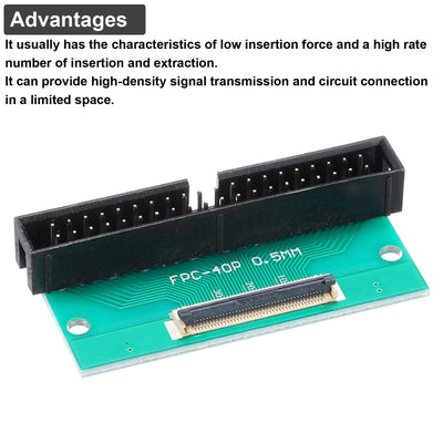 Harfington 2 Stück FFC FPC Connector Board 40 Pin 0,5 mm Buchse auf 2,54 mm Doppelreihe DC3 männlicher Pin Header Strip Adapter, PCB Converter Board für LCD-TVs/Digitalkameras/Laptops