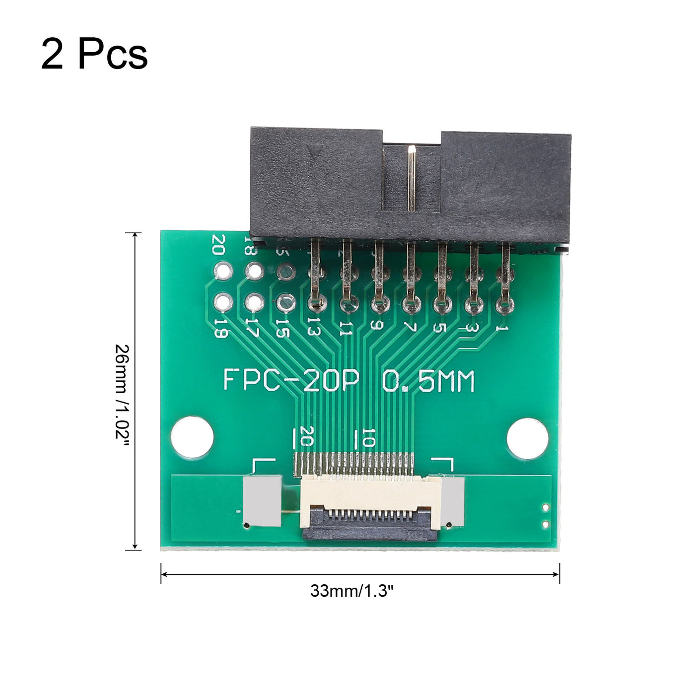 Harfington 2 Stück FFC FPC Connector Board 14 Pin 0,5 mm Buchse auf 2,54 mm Doppelreihe Rechter Winkel DC3 männlicher Pin Header Strip Adapter für LCD-TVs/Digitalkameras/Laptops