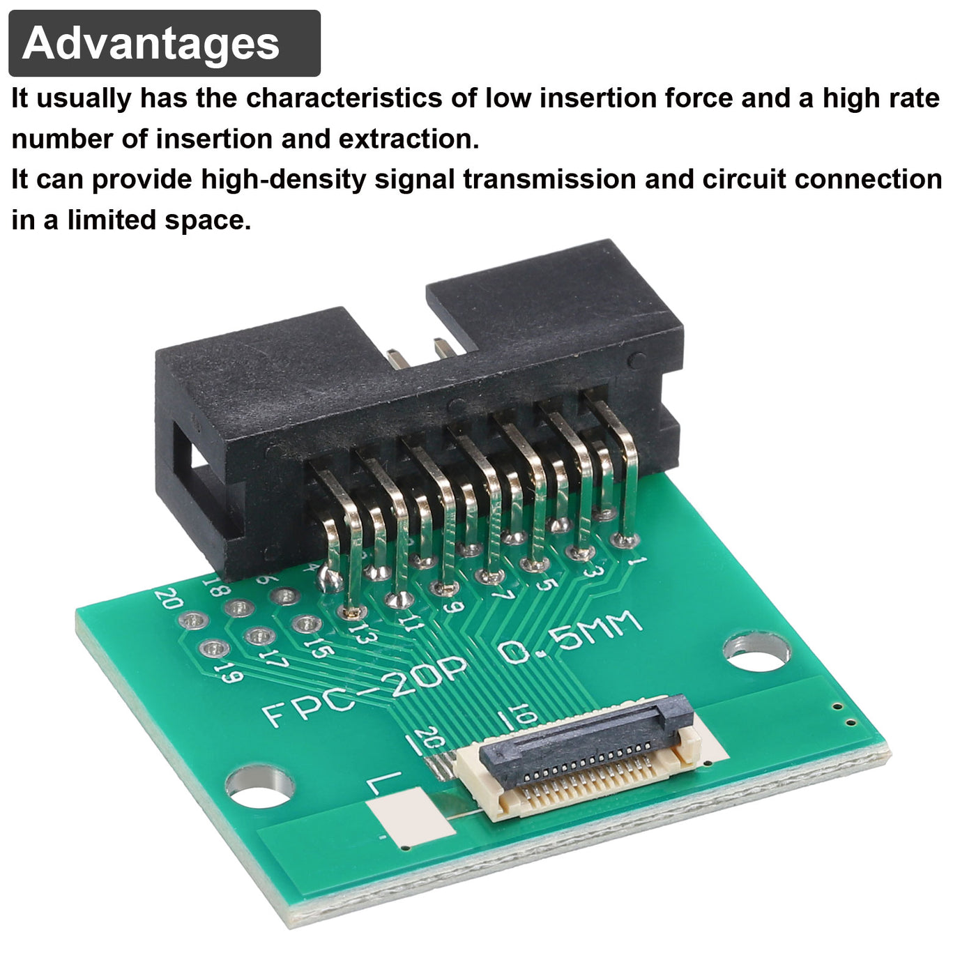 Harfington 2 Stück FFC FPC Connector Board 14 Pin 0,5 mm Buchse auf 2,54 mm Doppelreihe Rechter Winkel DC3 männlicher Pin Header Strip Adapter für LCD-TVs/Digitalkameras/Laptops