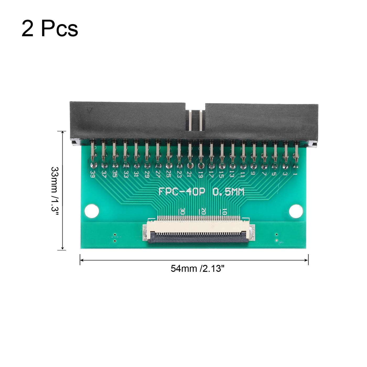 Harfington 2pcs FFC FPC Connector Board 40 Pin Double Row Right Angel DC3 Male Pin Header