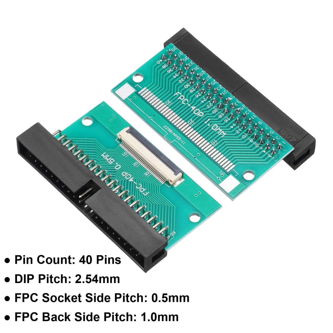 Harfington 2pcs FFC FPC Connector Board 40 Pin Double Row Right Angel DC3 Male Pin Header