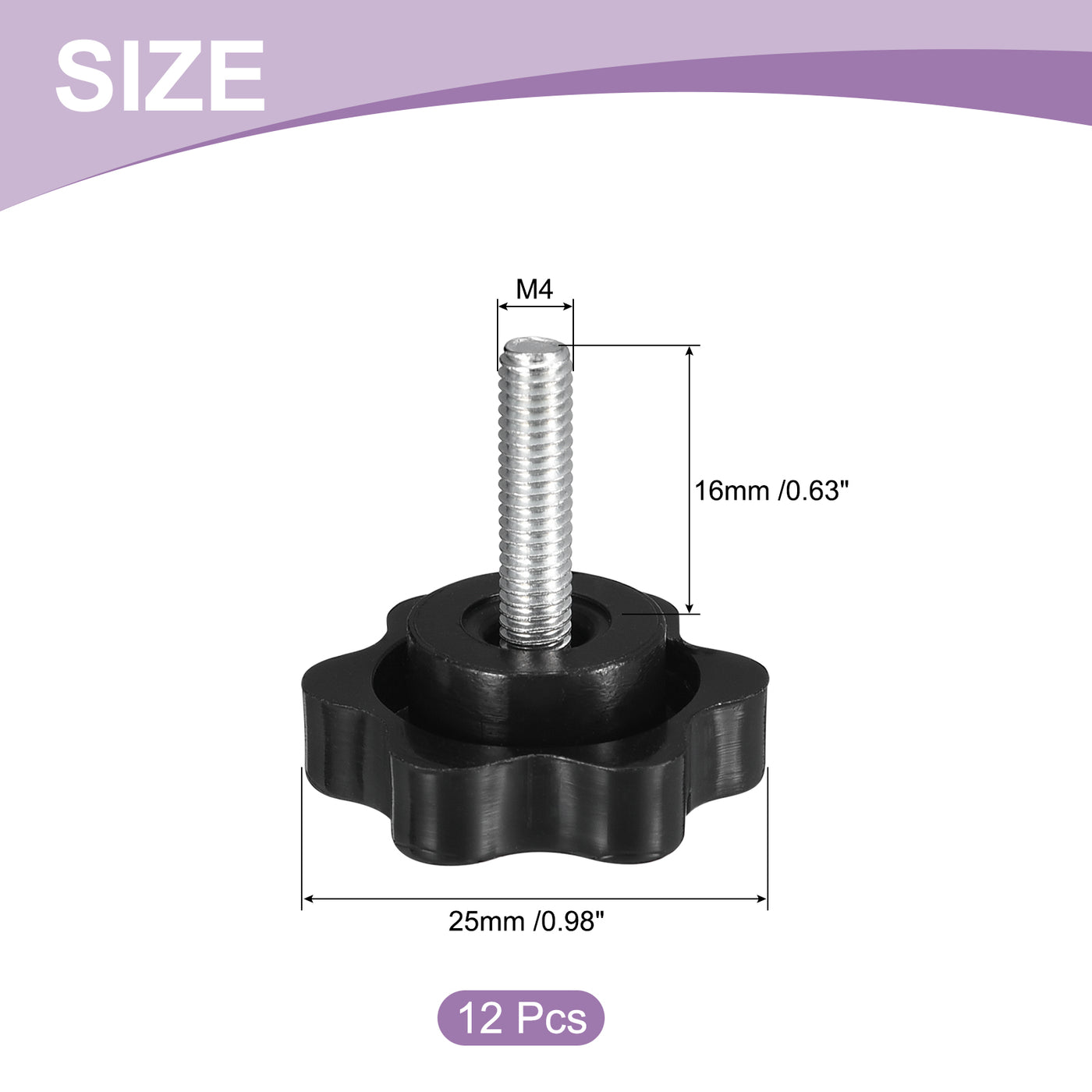 uxcell Uxcell 12Pcs M4 x 16mm Star Knobs Plastic Hex Shaped Hand Clamping Knob Screw