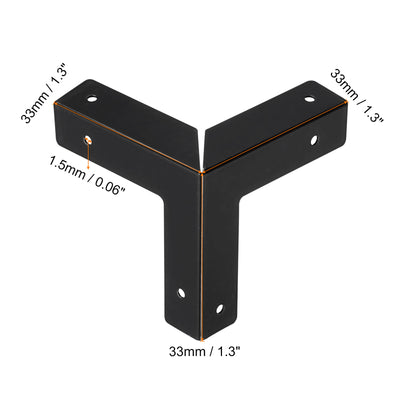 Harfington Uxcell Metal Box Corner Protectors Edge Guard Protector 33 x 33 x 33mm Black 16pack