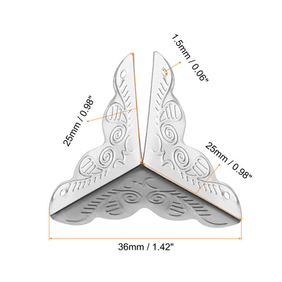 Harfington Uxcell 24 Pcs Metal Box Corner Protectors 1"x1" Corner Decorative, Silver Tone